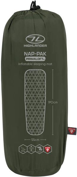 Килимок надувний Highlander Nap-Pak Inflatable Sleeping Mat PrimaLoft 5 cm Olive (AIR072-OG) 930481 фото